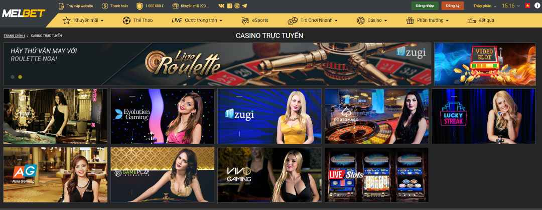 App nhà cái Melbet vẫn chứa đựng đầy đủ các game Casino